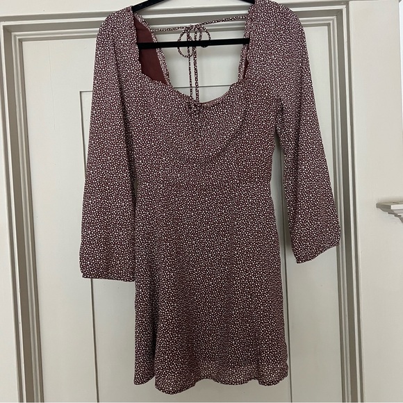 Abercrombie & Fitch Portrait Neck Long Sleeve Polka Dot Mini Dress Size Small - Picture 7 of 10